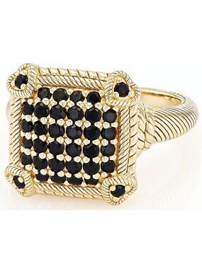 Judith Ripka Ring Size 10 14K Plated 925 Sterling Silver 0.64CTW Black Spinel